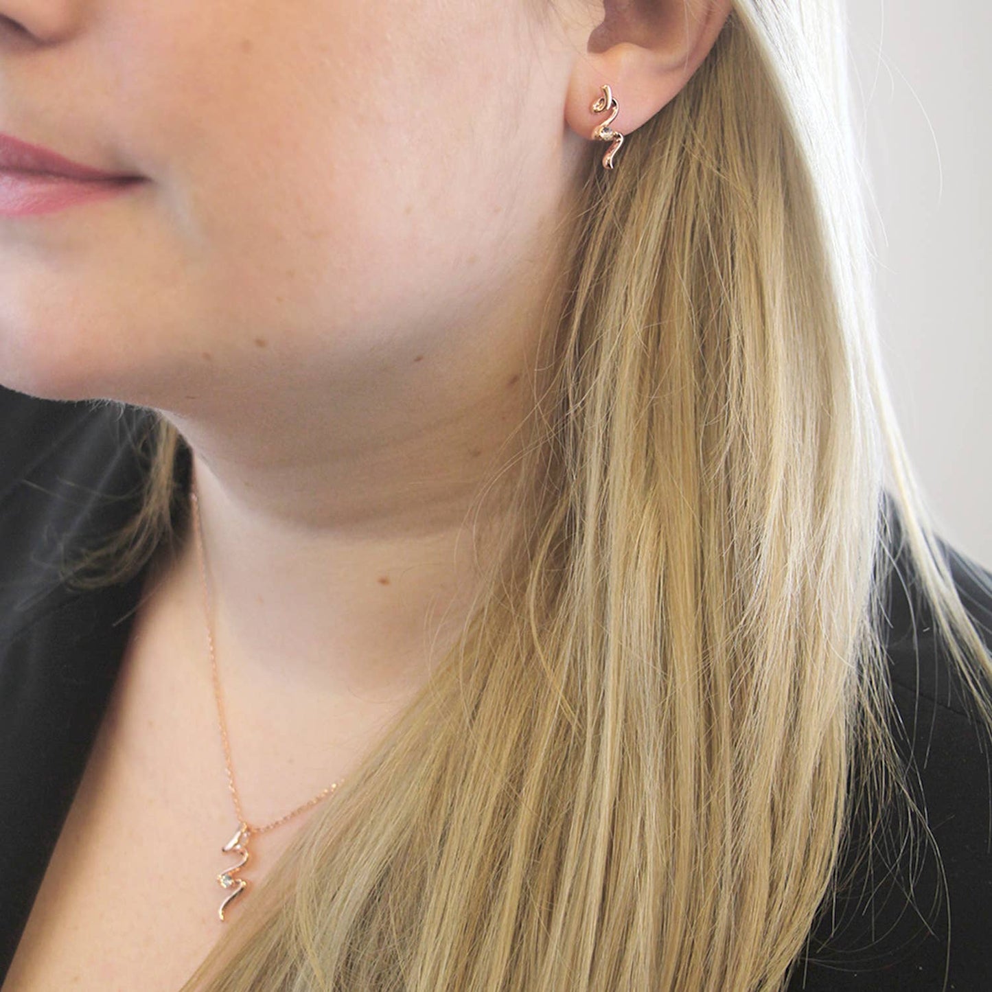 Crystal Rose Spiral Necklace