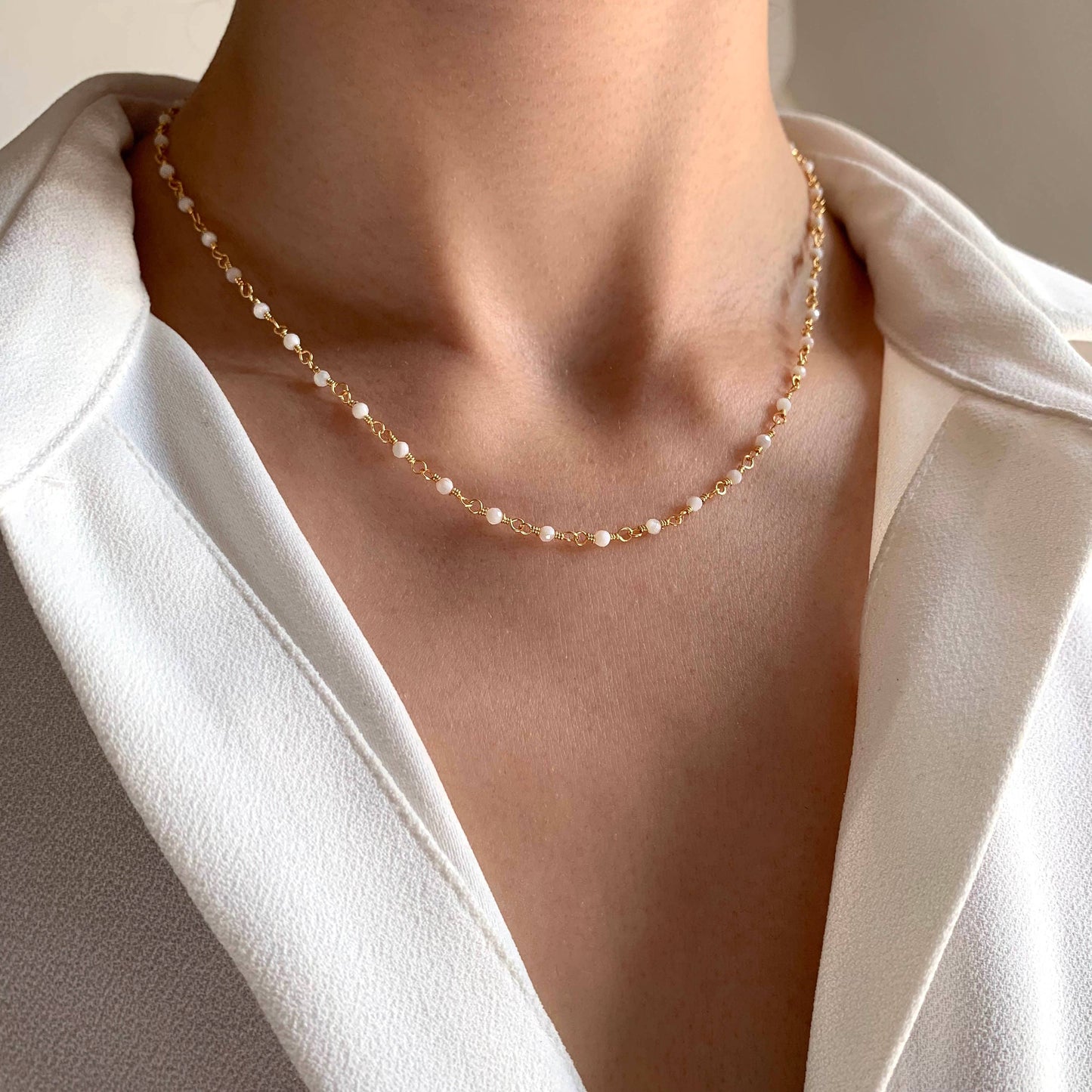 Collar natural de ágata blanca