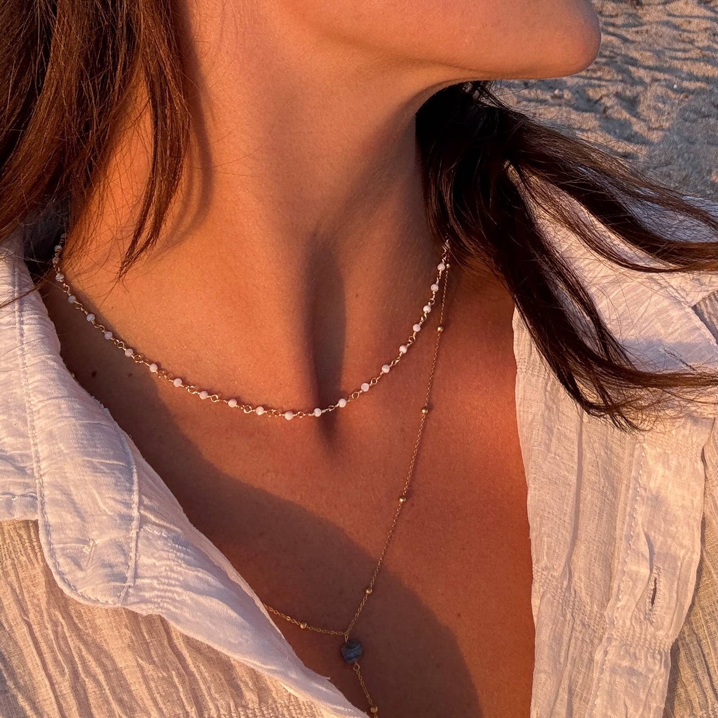 Collar natural de ágata blanca